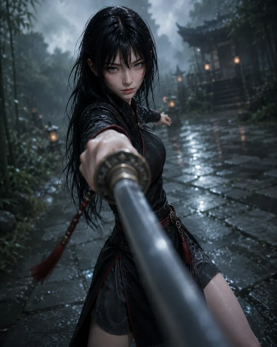 雨中剑客动作镜头