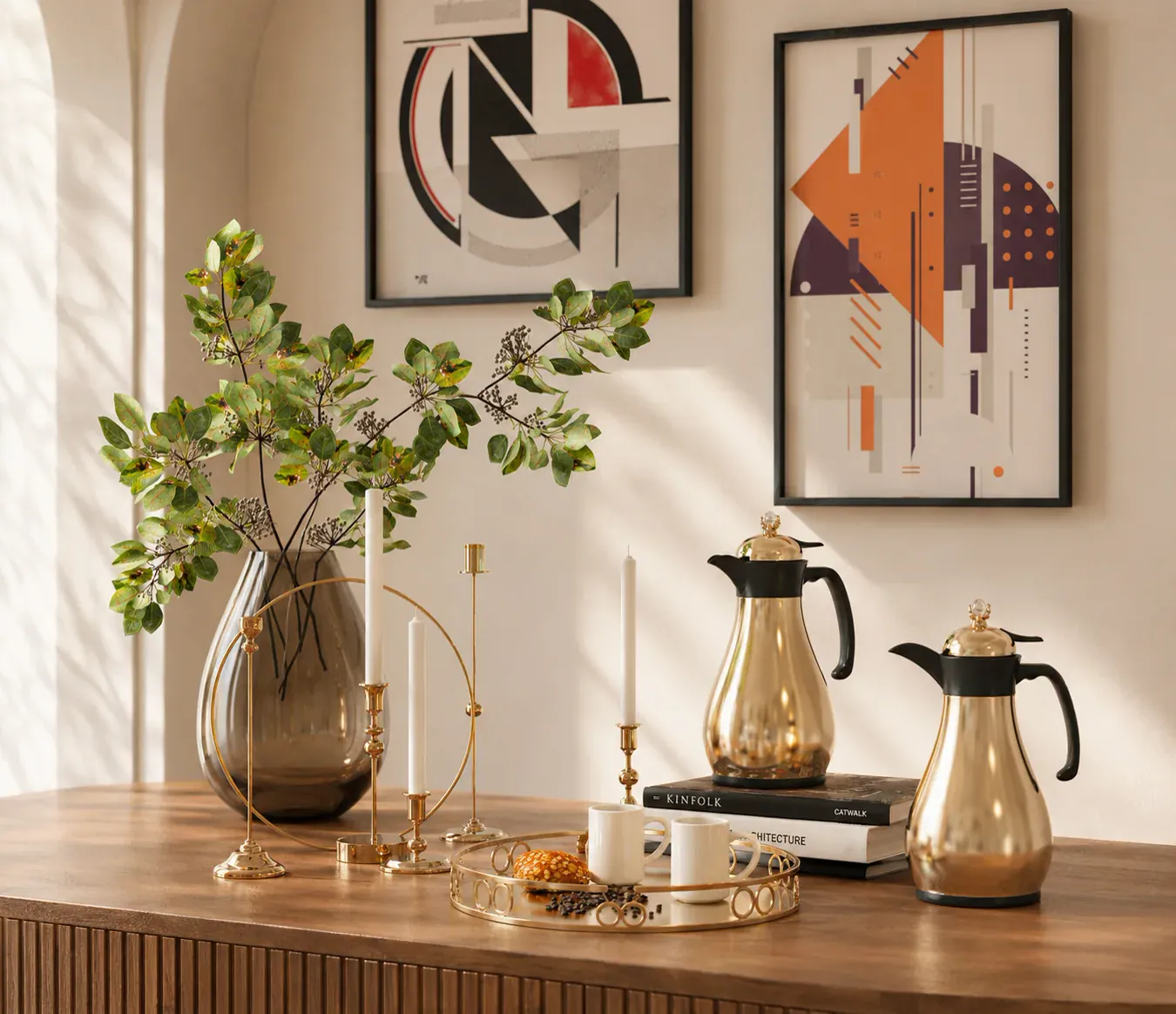 Dallah 壶系列金色茶具静物场景